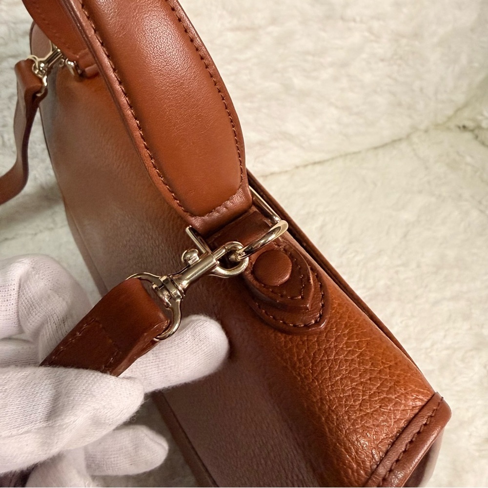 Vintage Burberry Leather Satchel Two Way Work Bag Tan - Picture 14 of 17